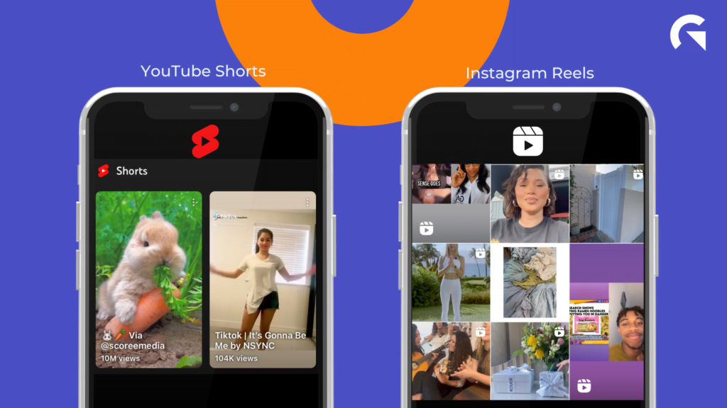 Comparison of Youtube Shorts and Instagram reals profile grid